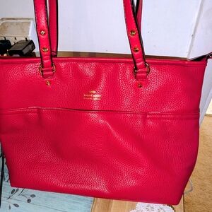 Juicy Couture Red Pebbled Leather Tote with Gold Hardware